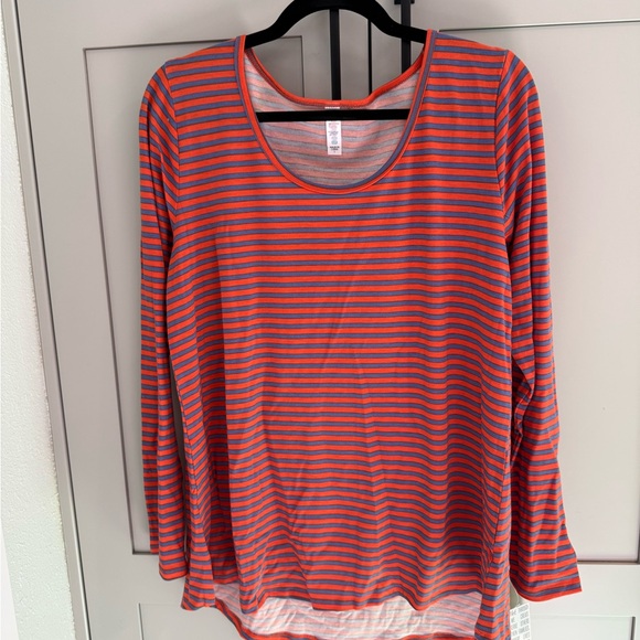 LuLaRoe Tops - LuLaRoe Lynnae (Orange and Gray Striped Long Sleeve Top)